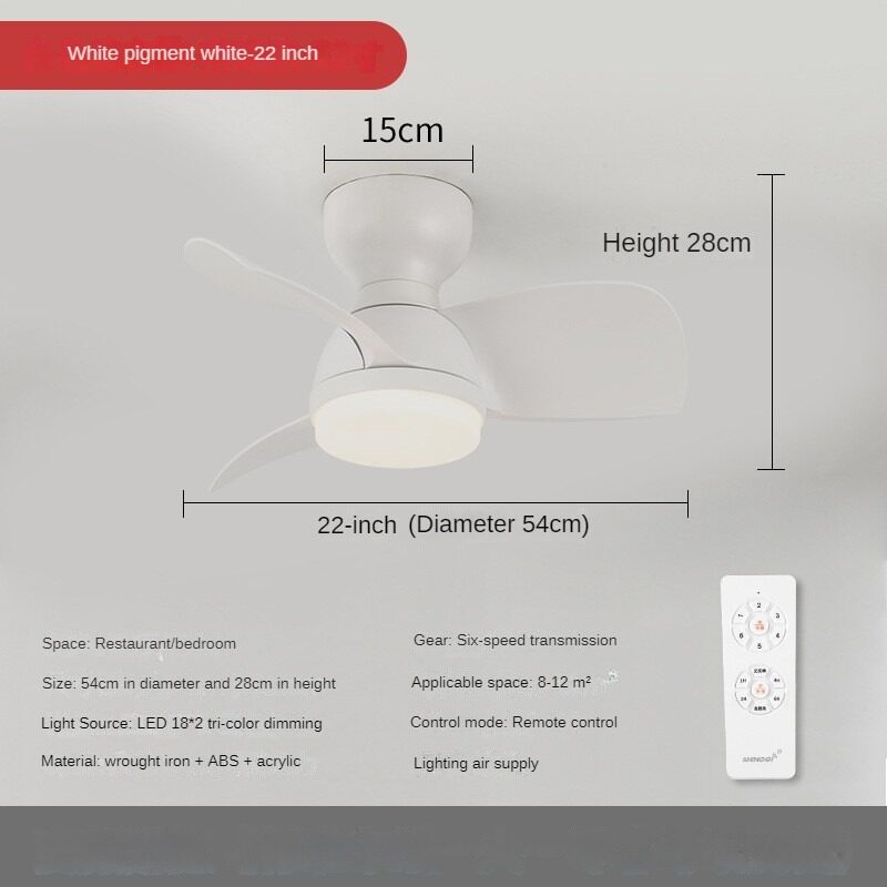 HEIKESZ Nordic 22-inch Ceiling Fan with Light Remote Control Modern Minimalist Design for Bedroom Dining Room Home
