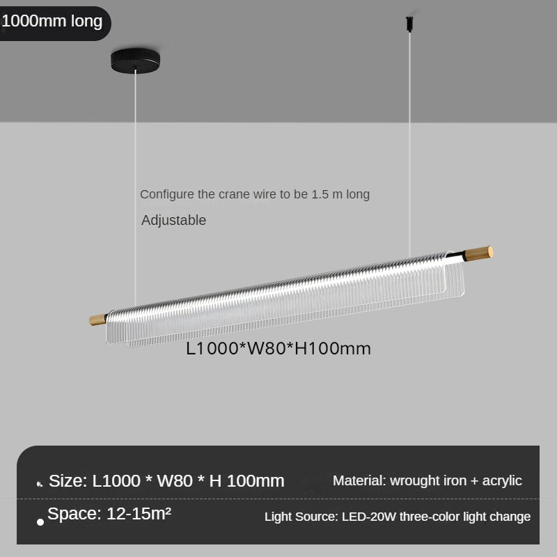 HEIKESZ Modern Nordic Long Bar Chandelier Acrylic Restaurant Office Study Lamps Simple Designer Lighting