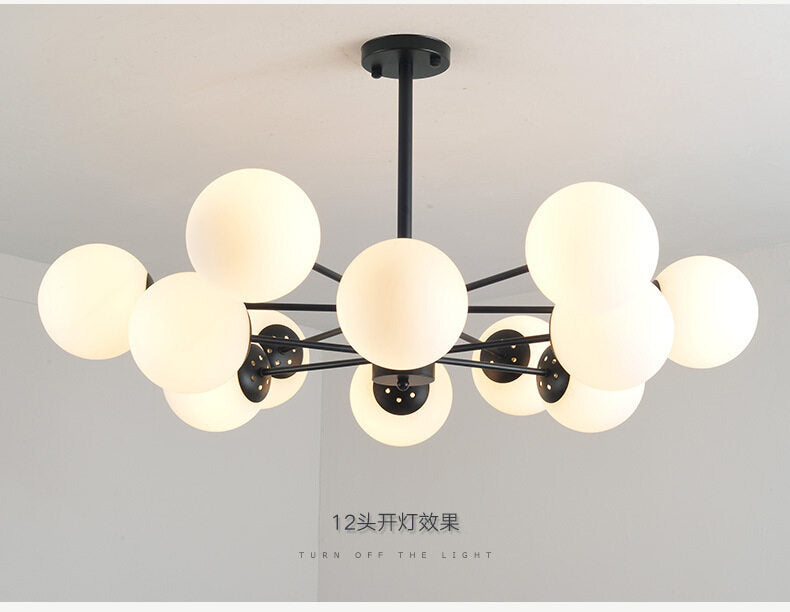 HEIKESZ Nordic Magic Bean Chandelier Post Modern Glass LED Ceiling Light for Living Room Bedroom Restaurant Creative Wrought Iron Lighting