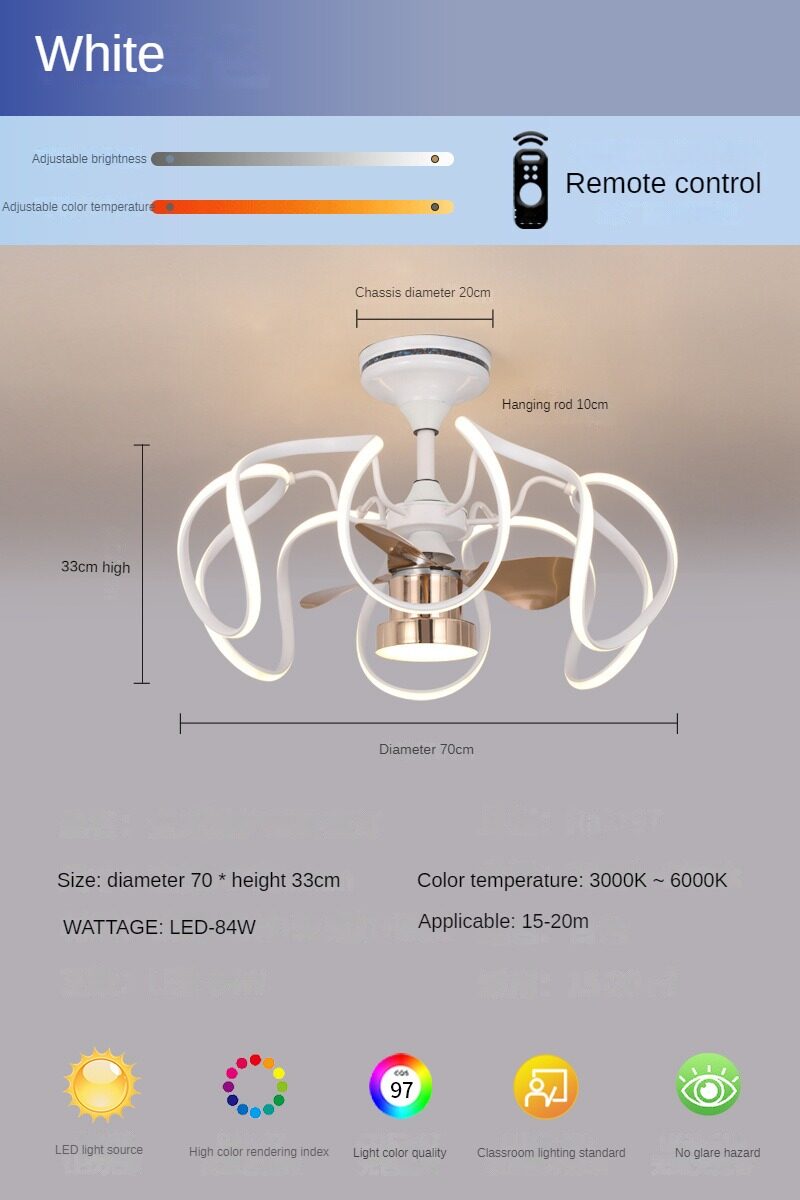 HIKESZ 360° Shaking Head Fan Lamp Nordic Ceiling Fan Light for Restaurant Kids Room Bedroom Household Modern Cooling Fan Light