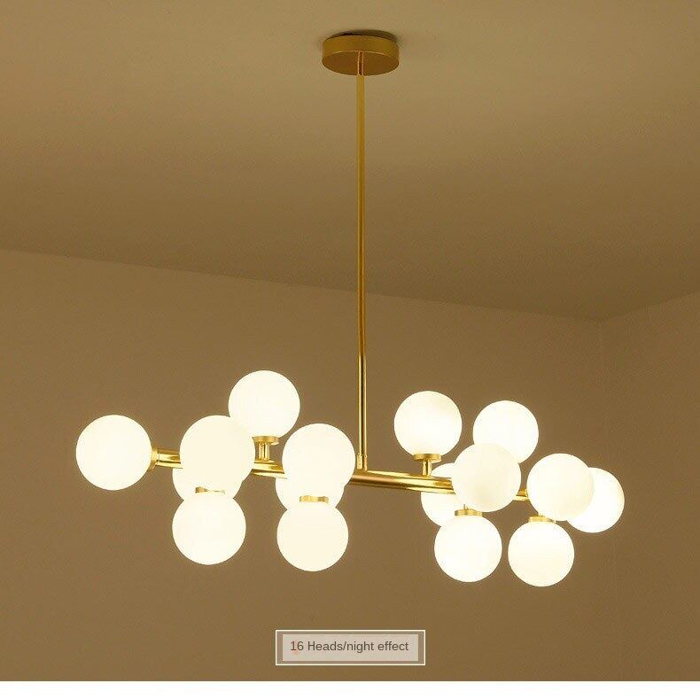 HEIKESZ Post-Modern Nordic LED Iron Droplight Creative Magic Bean Lamp Cool Glass Ball Chandelier for Living Room Bedroom Ceiling Lighting
