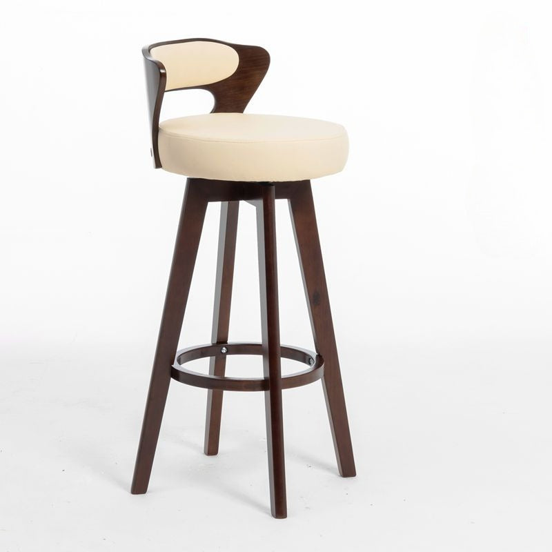 American solid wood bar chair rotating retro backrest high stool light luxury home European cafe front desk bar stool