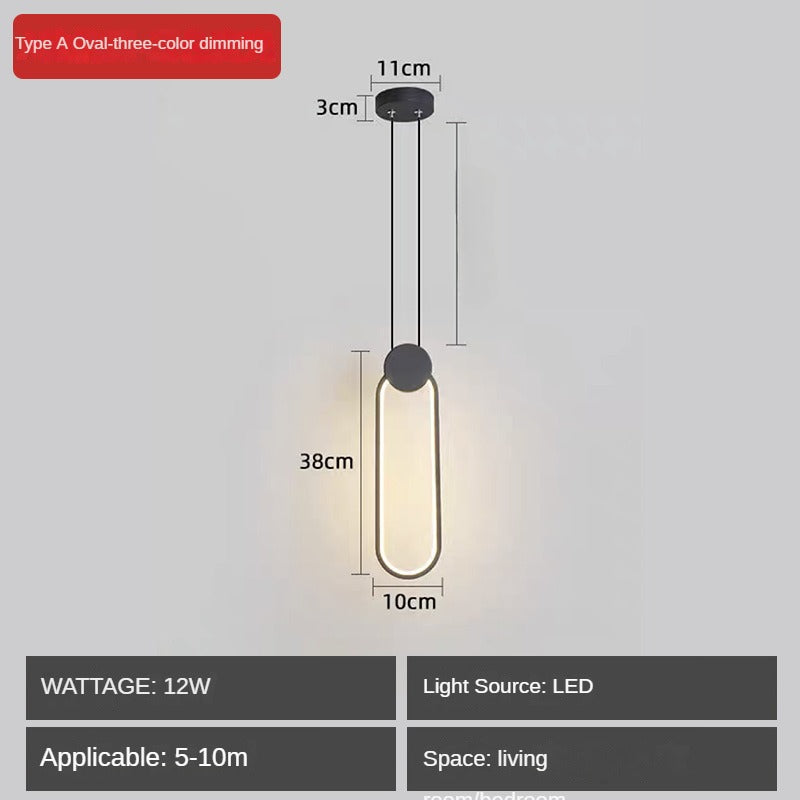 HEIKESZ Minimalist Bedroom Chandelier Long Line Ambience Light Creative Single Head LED Small Droplight for Living Room Celling Lighting Full Spectrum