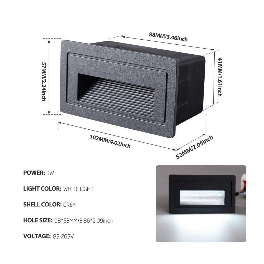 Heikesz Waterproof LED Step Light Outdoor Concealed Stair Ladder Footlight Embedded Wall Lamp for Safe Night Lighting
