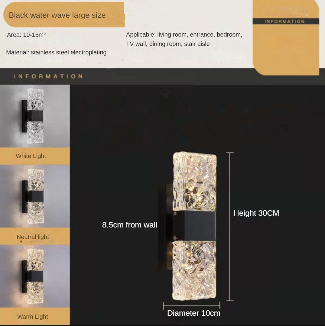 HEIKESZ Nordic Square Glass Wall Lamp Modern Minimalist Luxury Lighting for Living Room Bedroom Stairs Background Wall