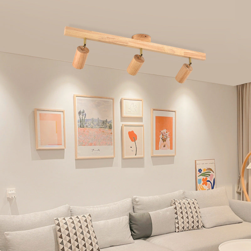 HEIKESZ New Chinese Japanese Style Solid Wood Spotlight Log Living Room Bedroom Headless Lamp TV Background Wall Open Mounted Ceiling Light