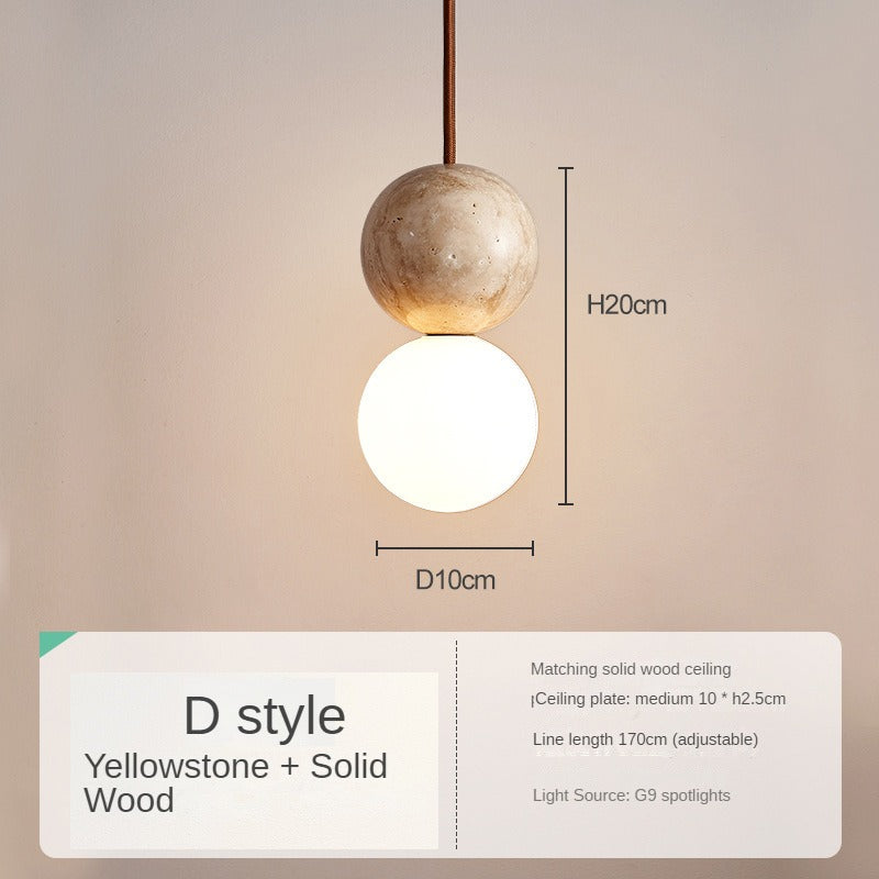 HEIKESZ Cream Style Retro Chandelier Small Droplight for Bedside Dining Room Bar Counter Yellow Cave Stone Design