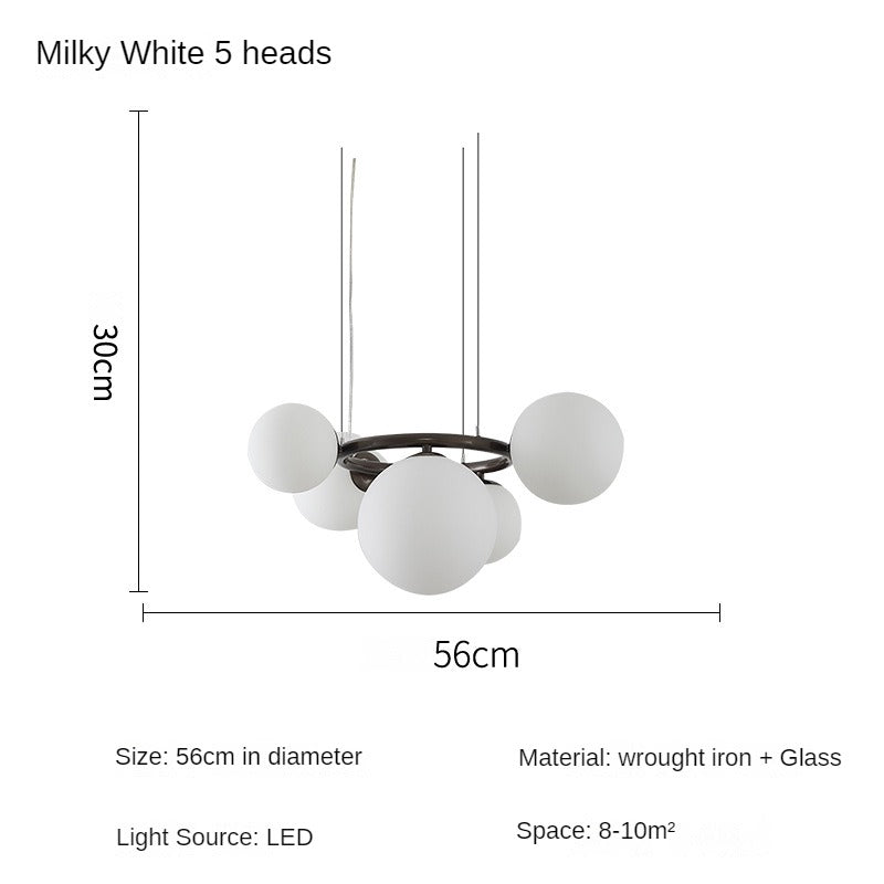 HEIKESZ Nordic Chandelier Lamp in the Living Room Modern Magic Bean Glass Ball Master Bedroom Dining Room Chandelier Smoky Gray Second Bedroom Study New Lamp