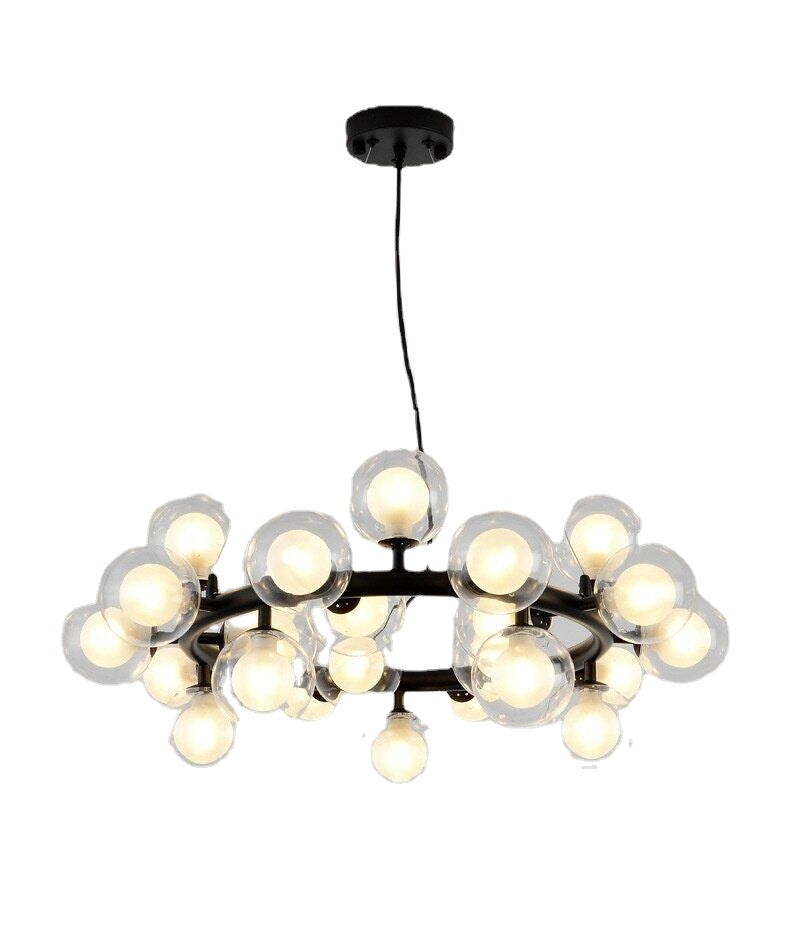 HEIKESZ Nordic Glass Chandelier Modern LED Ceiling Light Black Ball Lamp for Living Room Bedroom Restaurant Lighting