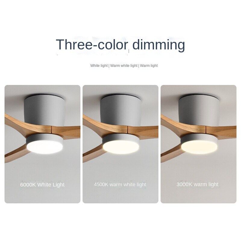 HEIKESZ Ceiling Fan Light Nordic Solid Wood Modern Minimalist Chandelier with Electric Fan for Living Room Bedroom Dining Room