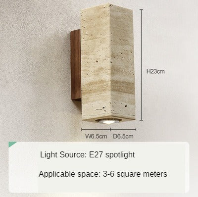 HEIKESZ Natural Yellow Cave Stone Wall Lamp Japanese Style Silent Bedroom Bedside Light for Living Room