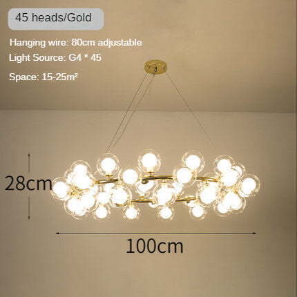 HEIKESZ Nordic Modern Minimalist Magic Bean Glass Bubble Ball Chandelier Warm Lighting for Living Room Bedroom Dining Room Ceiling Lamps