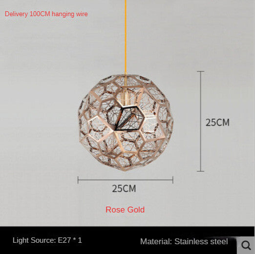 HEIKESZ Post-Modern Nordic Art Geometric Stainless Steel Round Diamond Ball Pendant Lamp Creative Chandelier for Living Room Bedroom Bar Restaurant Lighting