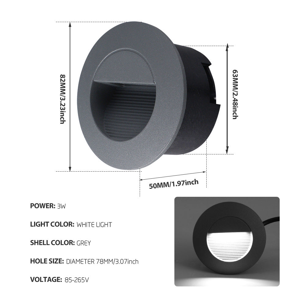 Heikesz Waterproof LED Step Light Outdoor Concealed Stair Ladder Footlight Embedded Wall Lamp for Safe Night Lighting