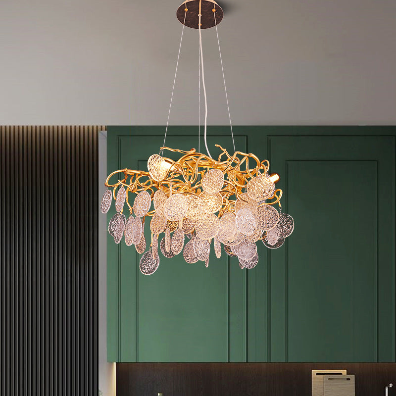 HEIKESZ Modern Minimalist Aluminum Glass Chandelier Nordic Style for Living Room Dining Room Bedroom Villa Lighting