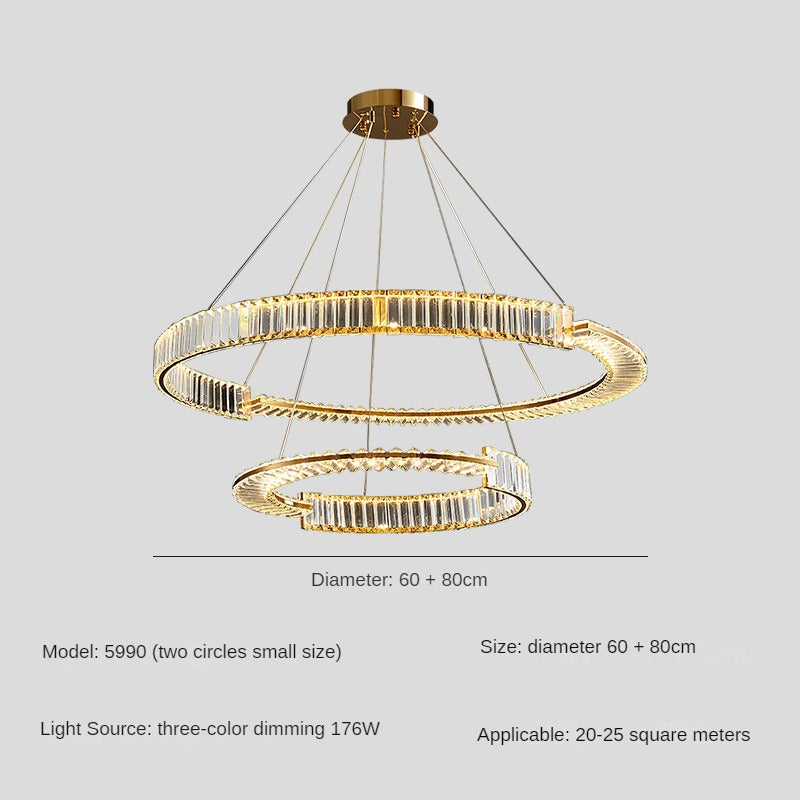 HEIKESZ Luxury Crystal Chandelier Modern Minimalist Pendant Lamp for Master Bedroom Living Room High-End Villa Restaurant