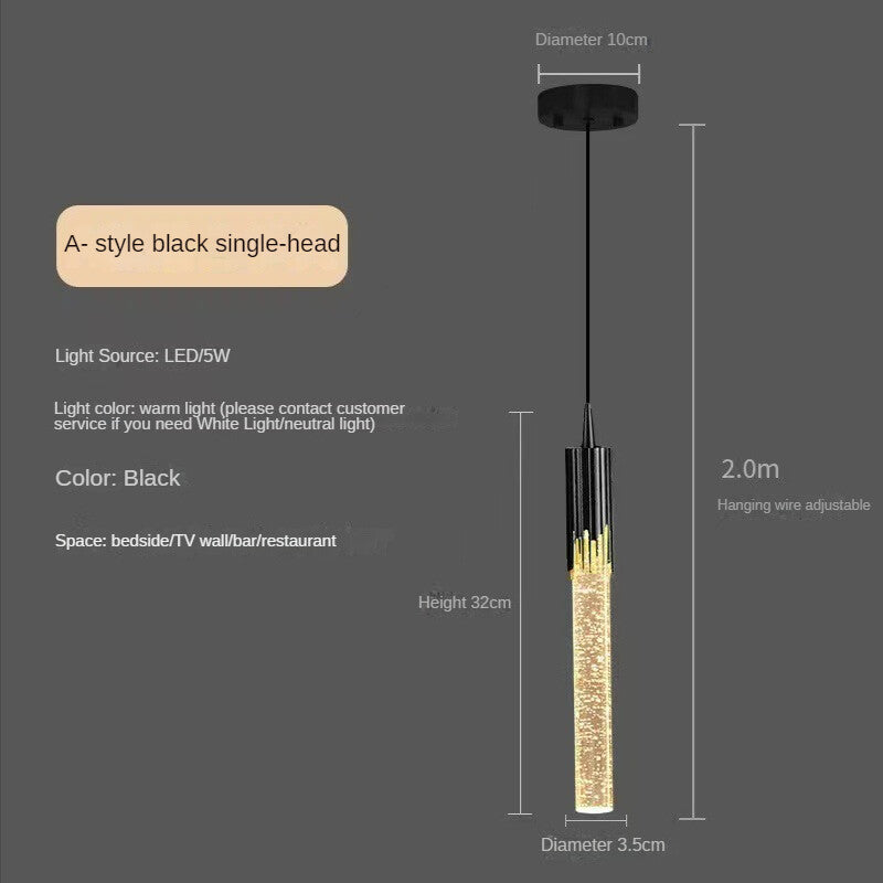 HEIKESZ Nordic Crystal Chandelier Luxury Bed Head Hanging Lamp for Bedroom Bar TV Background Wall