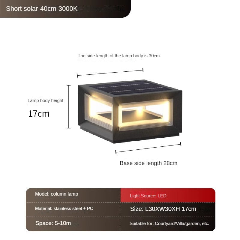 HEIKESZ Solar Pillar Lamp Waterproof Outdoor Lighting for Garden Courtyard Gate Villa Door Wall Decoration