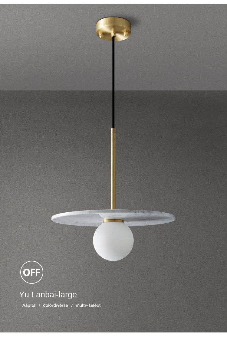 HEIKESZ Nordic Post-Modern Marble Copper Droplight UFO Lamps for Cafe Bar Table Bedroom Bedside Ceiling Lights Chandeliers Light Fixtures