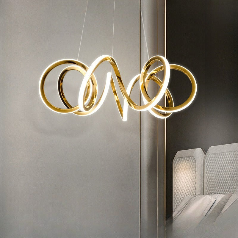 HEIKESZ Spring Ring Chandelier Modern Luxury Stainless Steel Art Light for Living Room Bedroom Dining High End Designer