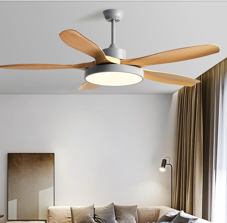 HEIKESZ Simple Nordic Ceiling Fan Light 48 52 60 Inch Large Wind Remote Control Frequency Conversion for Household Living Room
