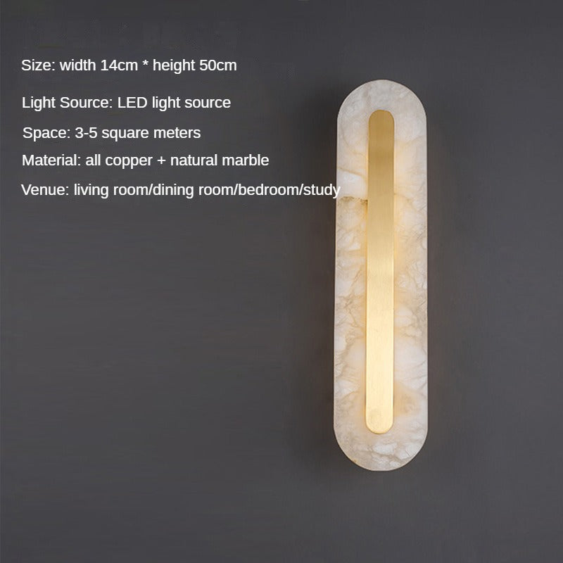HEIKESZ Luxury Copper Wall Lamp Modern Living Room Bedside Marble Light Creative Stair Aisle Background