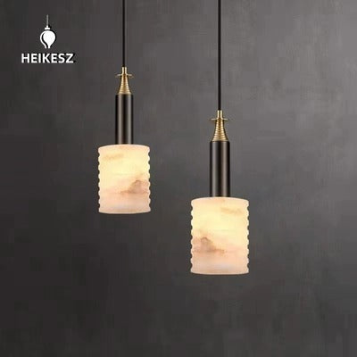 HEIKESZ Modern Chinese Creative Simple Luxury Bedroom Chandelier Spain Marble Long Line Single Head Ceiling Light Fixtures for Bedroom