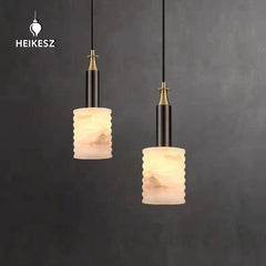HEIKESZ Modern Chinese Creative Simple Luxury Bedroom Chandelier Spain Marble Long Line Single Head Ceiling Light Fixtures for Bedroom