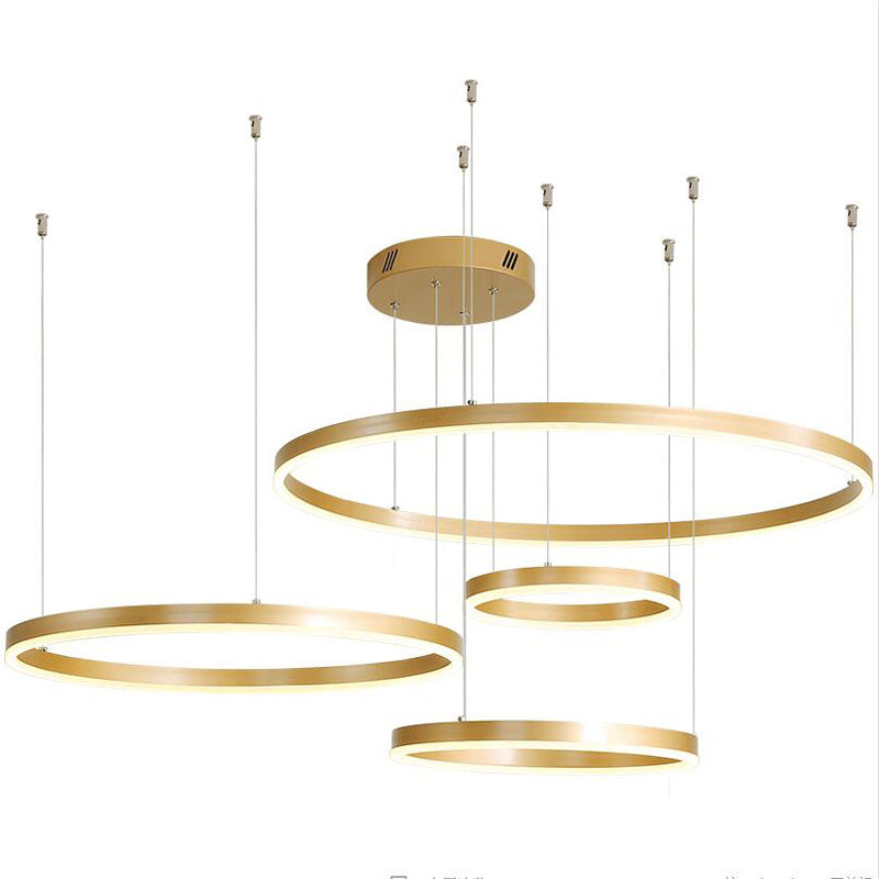 HEIKESZ Modern Minimalist Round Chandelier LED Ceiling Light for Living Room Bedroom Dining Room Nordic Warm Lighting