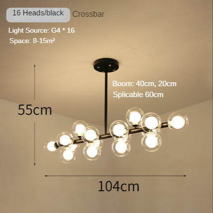HEIKESZ Nordic Modern Minimalist Magic Bean Glass Bubble Ball Chandelier Warm Lighting for Living Room Bedroom Dining Room Ceiling Lamps