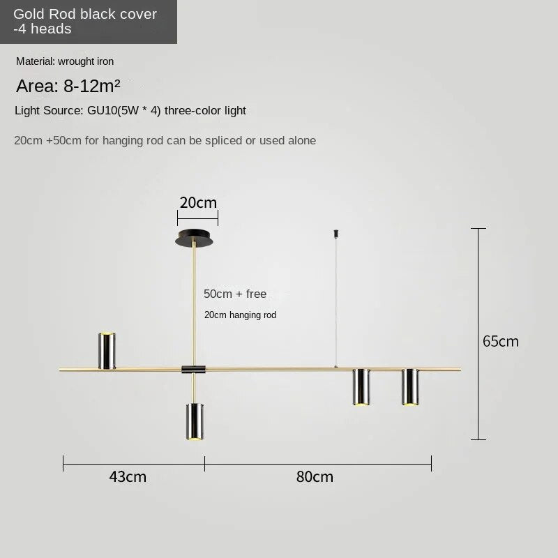 HEIKESZ Modern Minimalist One-Word Strip Chandelier for Dining Room Living Room Creative Lighting