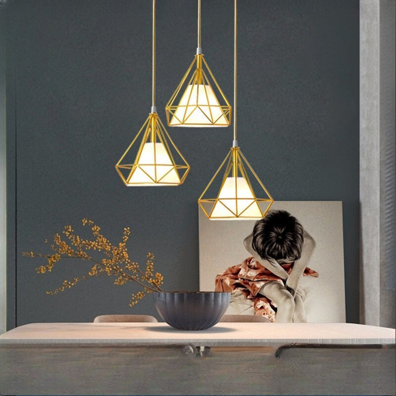 HEIKESZ Modern Chandelier Three-Head Wrought Iron Ceiling Lamp for Dining Room Bedroom Living Room LED Light Post-Modern Hanging Droplight