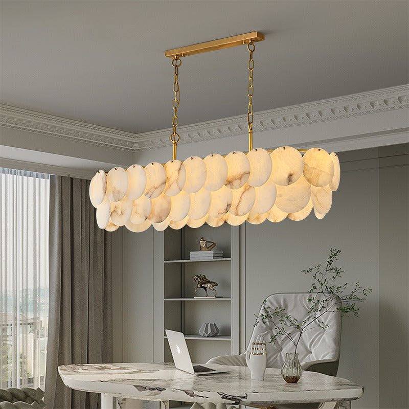 HEIKESZ Luxury Marble Chandelier Post Modern Copper Light Designer Villa Lighting for Living Room Bedroom Dining Room