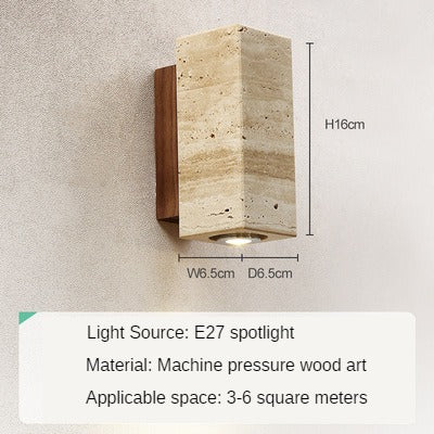 HEIKESZ Natural Yellow Cave Stone Wall Lamp Japanese Style Silent Bedroom Bedside Light for Living Room