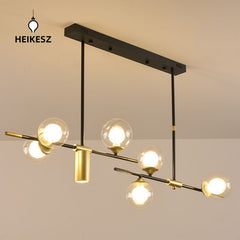 HEIKESZ Nordic Glass Ball Chandelier Post Modern Art LED Magic Bean Molecular Lamp for Restaurant Strip Lighting