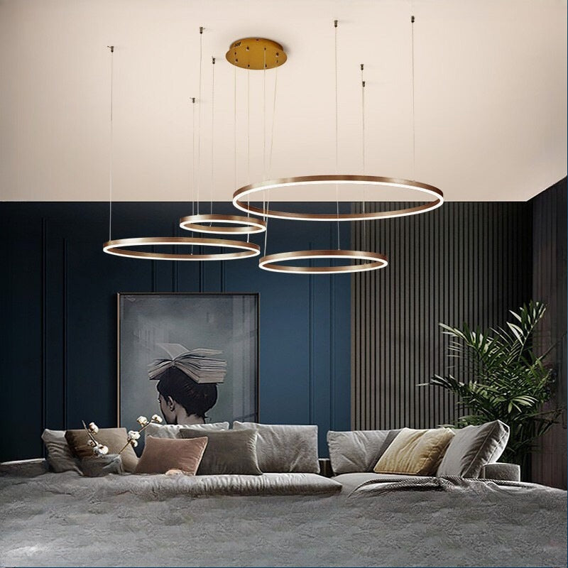 HEIKESZ Modern Minimalist Round Chandelier LED Ceiling Light for Living Room Bedroom Dining Room Nordic Warm Lighting