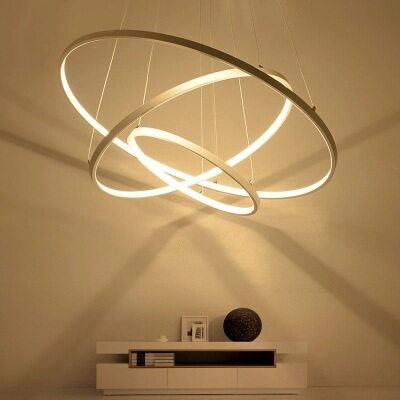 HEIKESZ Modern Minimalist LED Chandelier for Living Room Bedroom Dining Room Warm Light Creative Round Pendant Lamp Ceiling Lighting