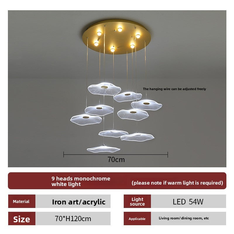 HEIKESZ Modern Danish Chandelier Simple Empty Lotus Leaf LED Lighting for Restaurant Living Room Dining Bar Nordic Ceiling Fixture