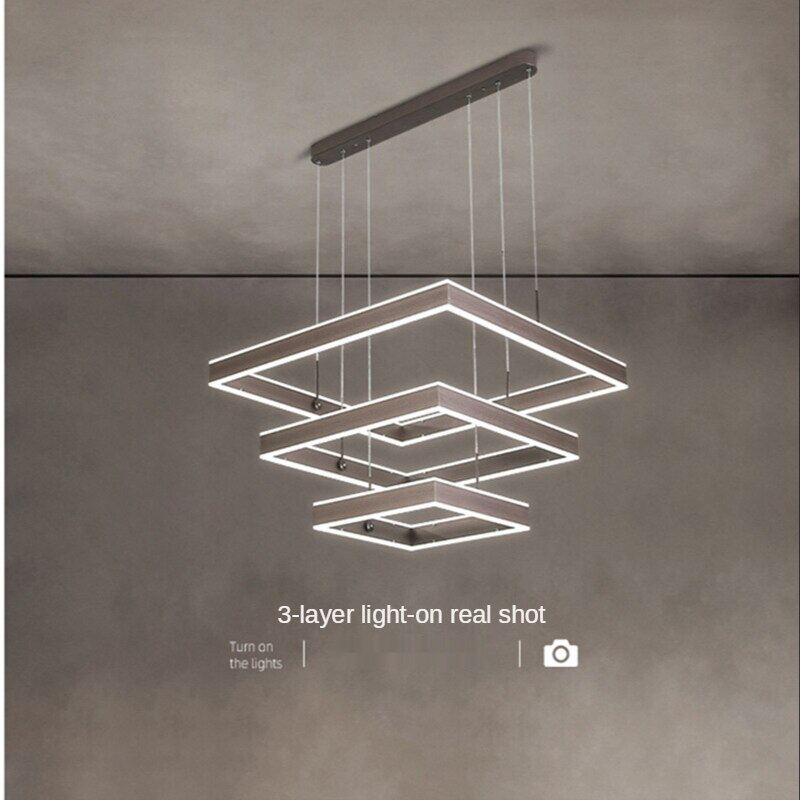 HEIKESZ Modern Aluminum Chandelier for Living Room Bedroom Restaurant Warm Light Creative Rectangular Ceiling Lamp