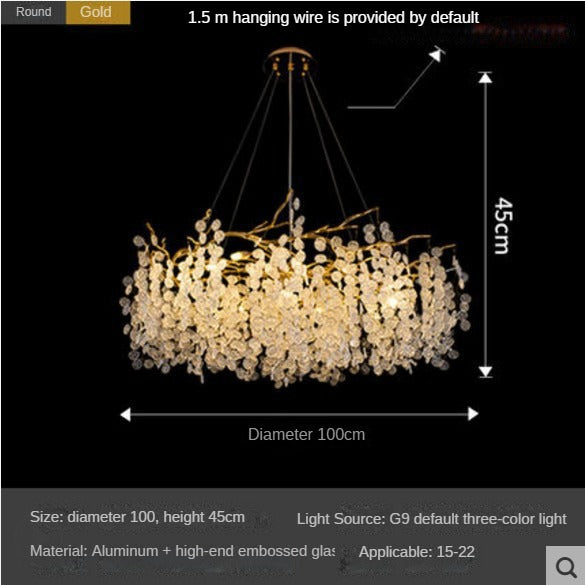 HEIKESZ Nordic Modern Glass Chandelier Luxury Villa Dining Room Bedroom Lamp French Crystal Rod-Type Lighting