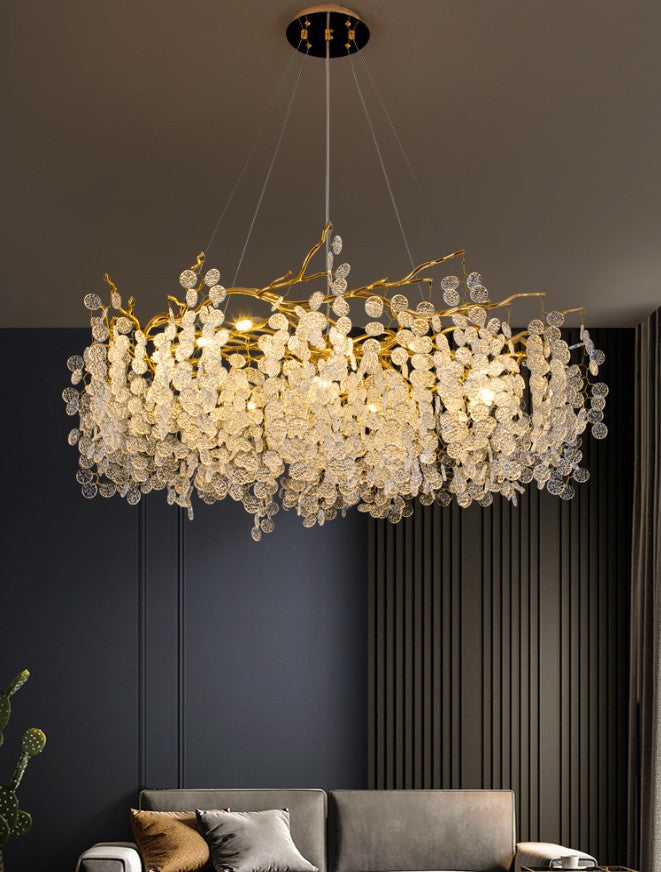 HEIKESZ Modern Crystal Chandelier Luxury Round Glass Light for Living Room Bedroom Villa Restaurant Nordic French Simplicity