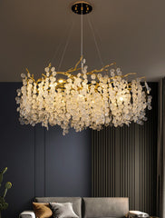 HEIKESZ Modern Crystal Chandelier Luxury Round Glass Light for Living Room Bedroom Villa Restaurant Nordic French Simplicity