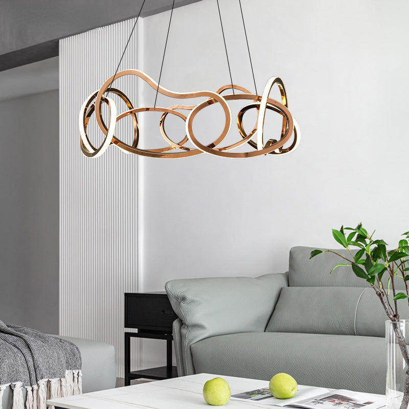 HEIKESZ Modern Simple Chandelier Light Luxury Living Room Dining Room Bedroom Creative Ring Pendant Lamp