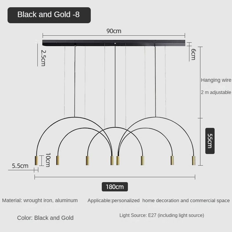 HEIKESZ Luxury Nordic Modern Chandelier Light Creative Arch Dining Table Strip Lamp Internet Celebrity Bar Light