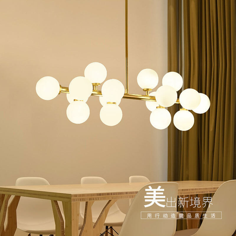 HEIKESZ Post-Modern Nordic LED Iron Droplight Creative Magic Bean Lamp Cool Glass Ball Chandelier for Living Room Bedroom Ceiling Lighting