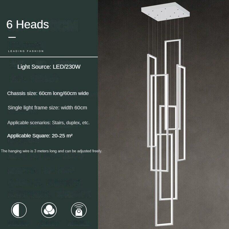 HEIKESZ Stair Chandelier Modern Simple Rotating LED Light Nordic Minimalist Design for Duplex Villa Restaurant Bar Ceiling Pendant
