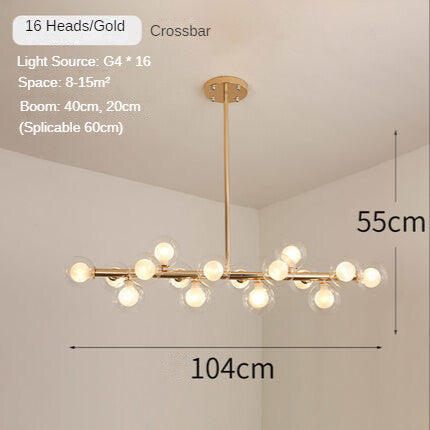 HEIKESZ Nordic Modern Minimalist Magic Bean Glass Bubble Ball Chandelier Warm Lighting for Living Room Bedroom Dining Room Ceiling Lamps