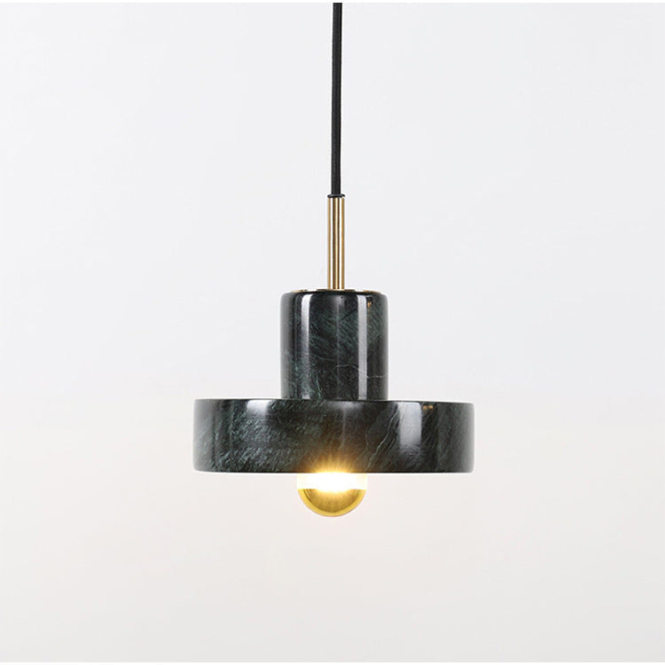 HEIKESZ Modern Single Three Head Small Droplight Nordic Brass Marble Planet Chandelier for Bedroom Living Room Decor