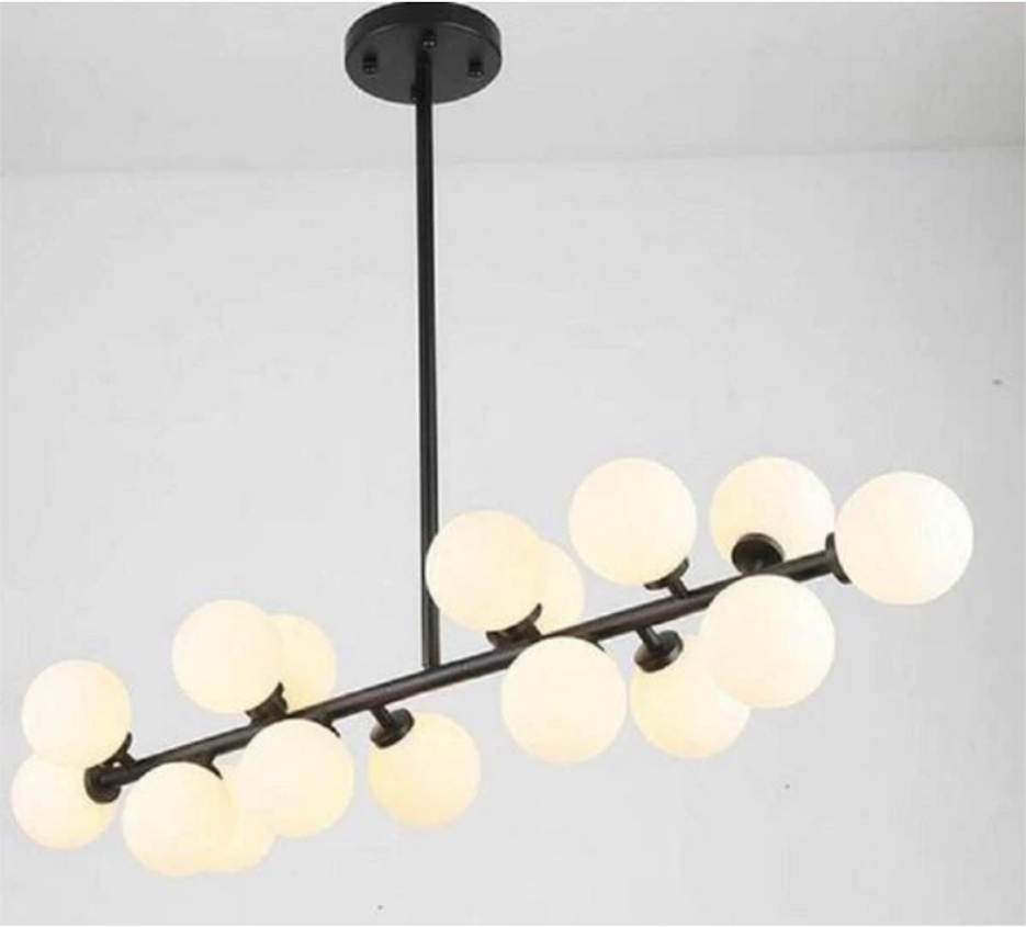 HEIKESZ Nordic Glass Chandelier Modern LED Ceiling Light Black Ball Lamp for Living Room Bedroom Restaurant Lighting