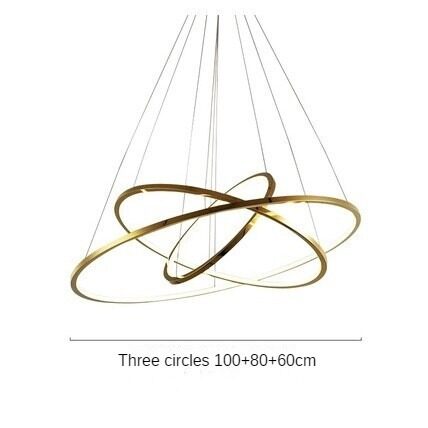 HEIKESZ Modern Ring Chandelier LED Light Minimalist Creative Stainless Steel Line LED Lamp for Living Room Bedroom Kitchen Dining Ceiling